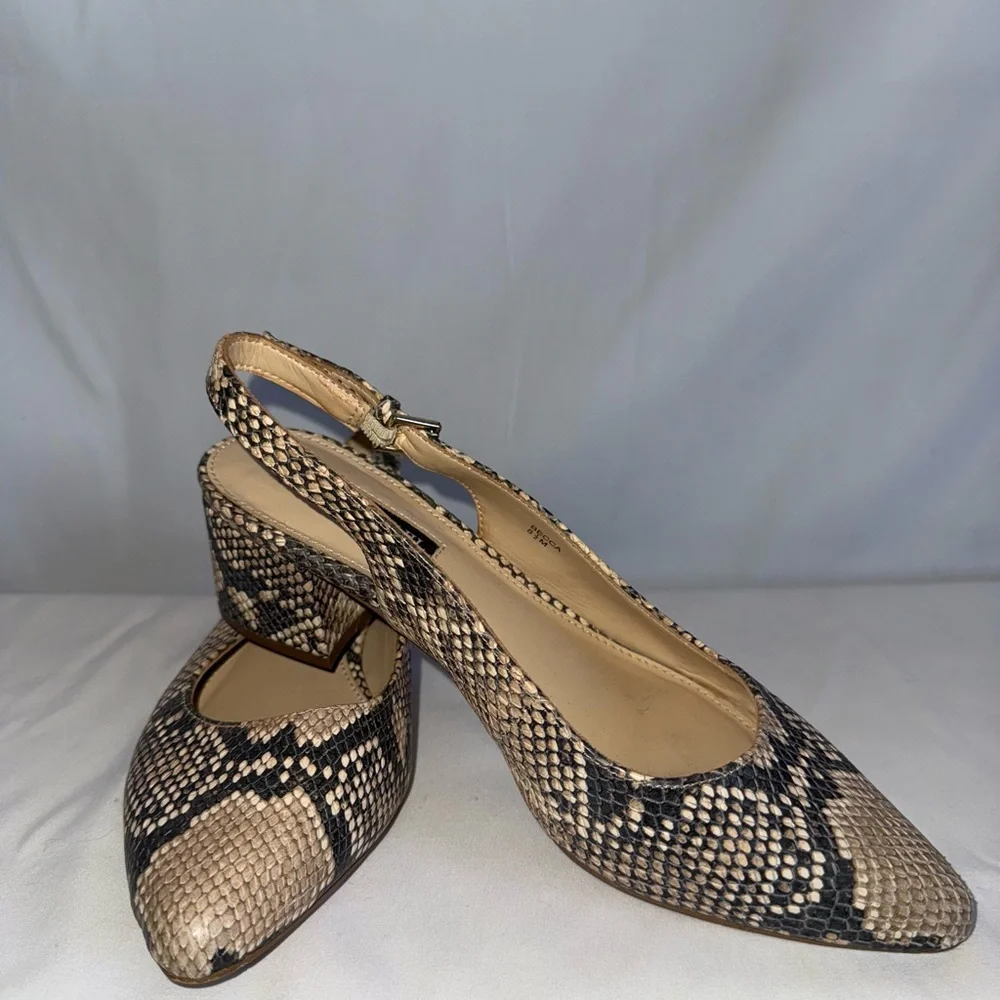 Isaac Mizrahi Elegant Snakeskin Slingback Heels Size 8.5 - Picture 5 of 12